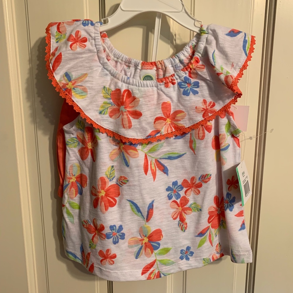 Little Me Coral Print Shorts Set